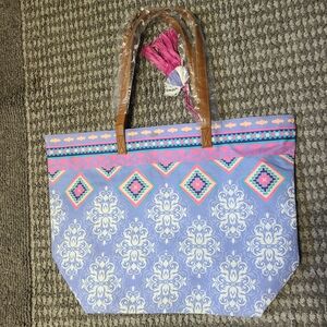 Coldwater Creek‎ Blue and Pink Geometric Tote